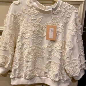 Pearl by Lela Rose embroidered jersey sweatshirt